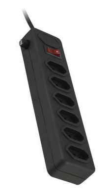 FILTRO DE LINHA DE 6 TOMADAS PRETO PISC